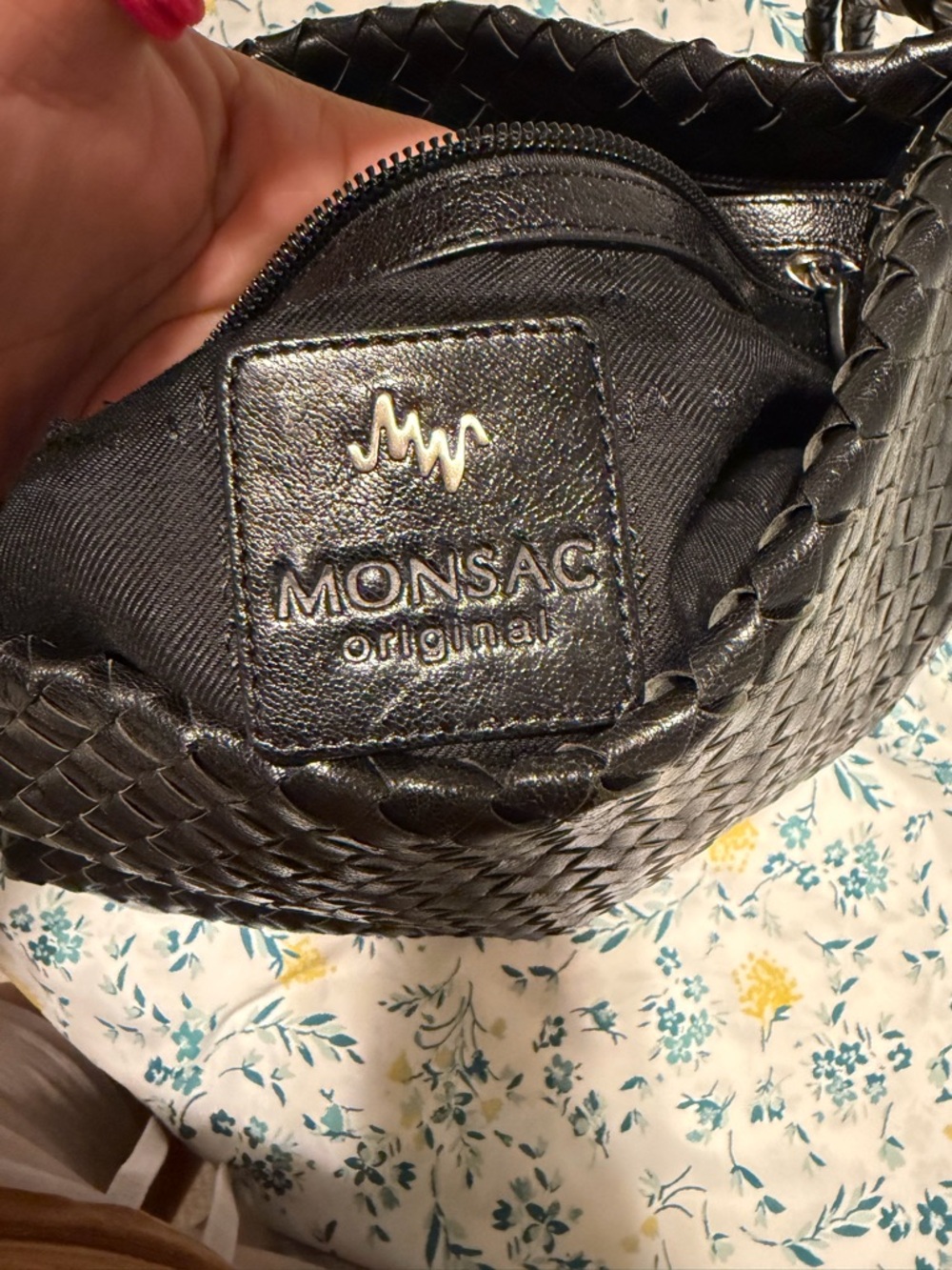 Monsac Black Woven Shoulder Bag